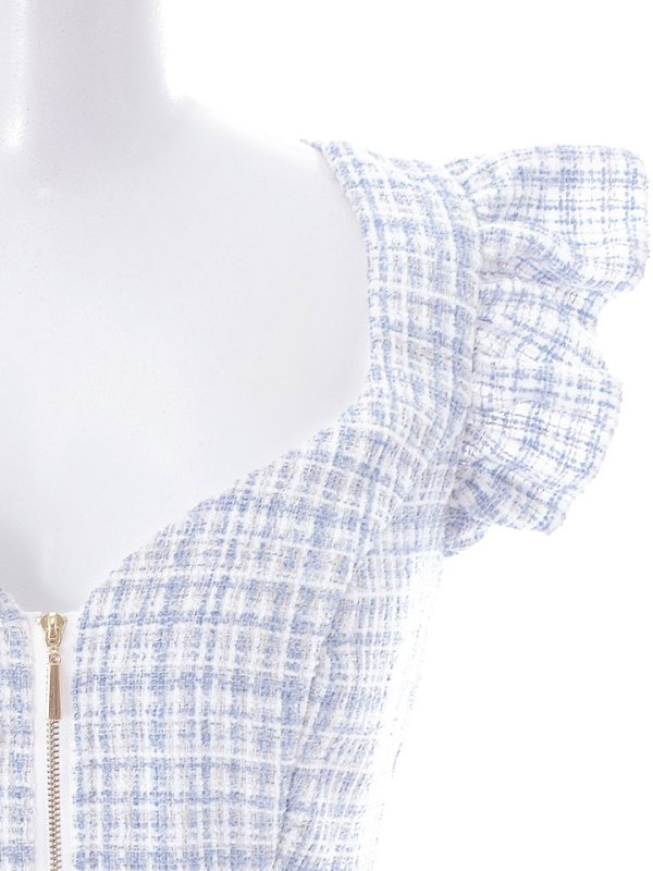 画像15: ツイードドレス/チェック柄/ジップアップ/谷間見せ/ミニドレス/キャバドレス【XS-XLサイズ/1カラー】[HC02-X] 【SB】dzj (15)