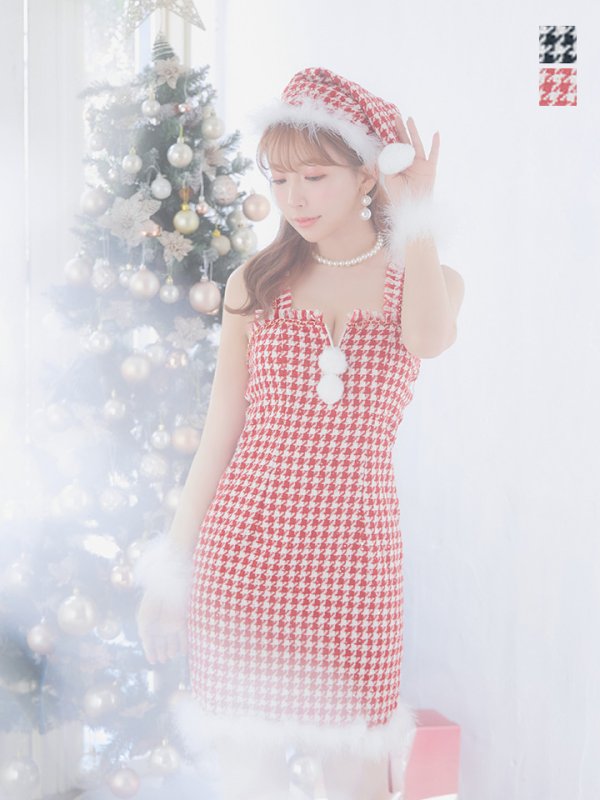 画像20: SALE!【サンタコス 4点セット】【XS-XLサイズ/2カラー】チェーンジップタイトドレスサンタコスプレ[YMT] (20)