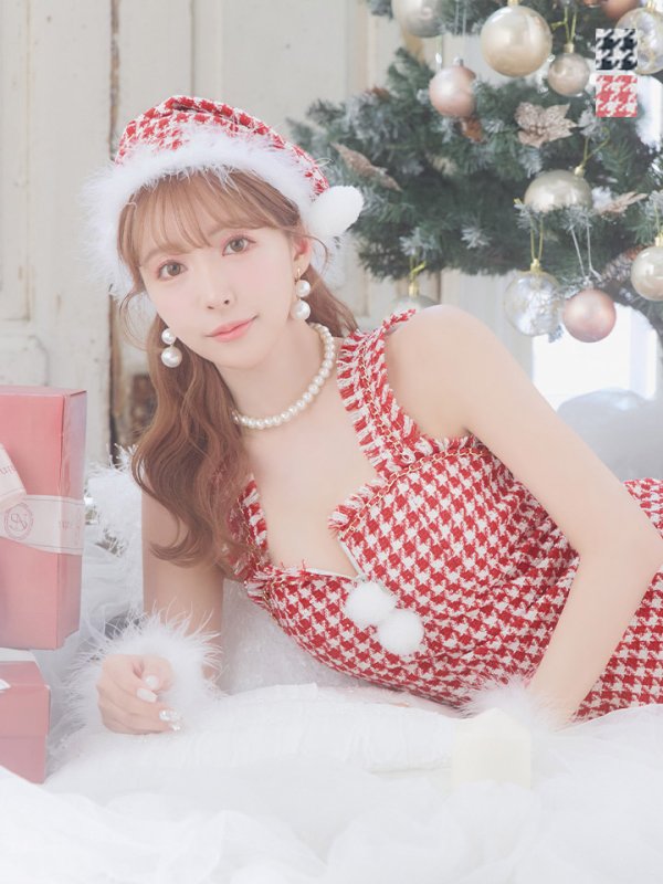 画像21: SALE!【サンタコス 4点セット】【XS-XLサイズ/2カラー】チェーンジップタイトドレスサンタコスプレ[YMT] (21)