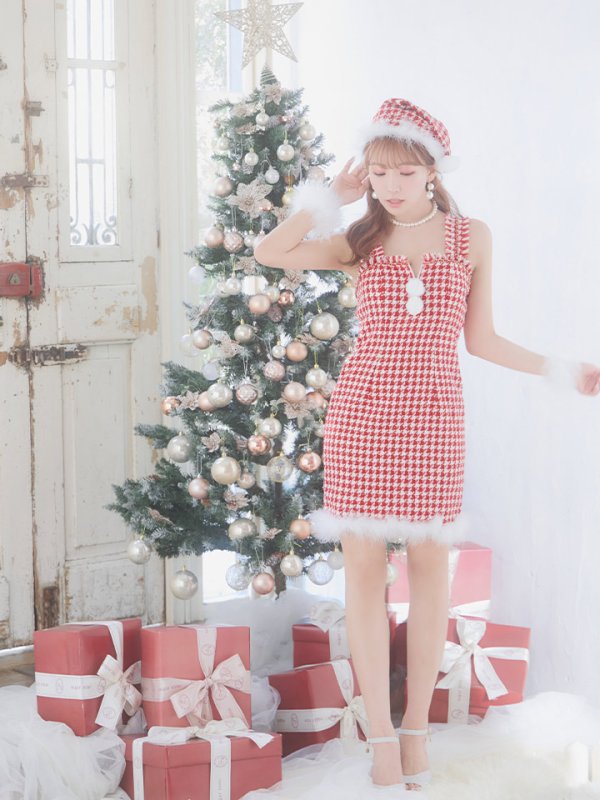 画像24: SALE!【サンタコス 4点セット】【XS-XLサイズ/2カラー】チェーンジップタイトドレスサンタコスプレ[YMT] (24)