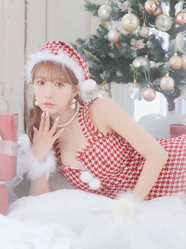 画像12: SALE!【サンタコス 4点セット】【XS-XLサイズ/2カラー】チェーンジップタイトドレスサンタコスプレ[YMT] (12)