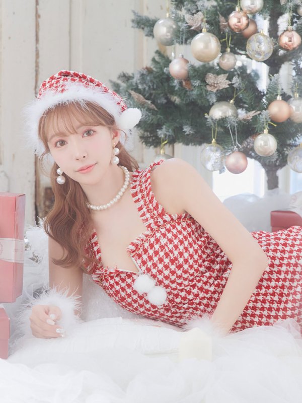 画像13: SALE!【サンタコス 4点セット】【XS-XLサイズ/2カラー】チェーンジップタイトドレスサンタコスプレ[YMT] (13)