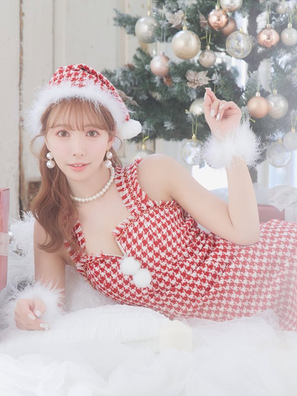 画像14: SALE!【サンタコス 4点セット】【XS-XLサイズ/2カラー】チェーンジップタイトドレスサンタコスプレ[YMT] (14)