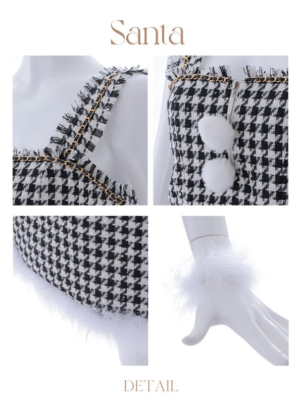 画像43: SALE!【サンタコス 4点セット】【XS-XLサイズ/2カラー】チェーンジップタイトドレスサンタコスプレ[YMT] (43)