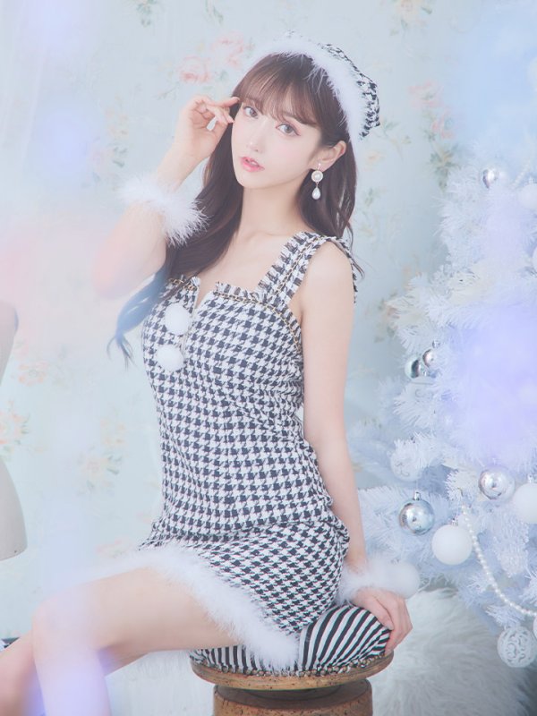 画像32: SALE!【サンタコス 4点セット】【XS-XLサイズ/2カラー】チェーンジップタイトドレスサンタコスプレ[YMT] (32)