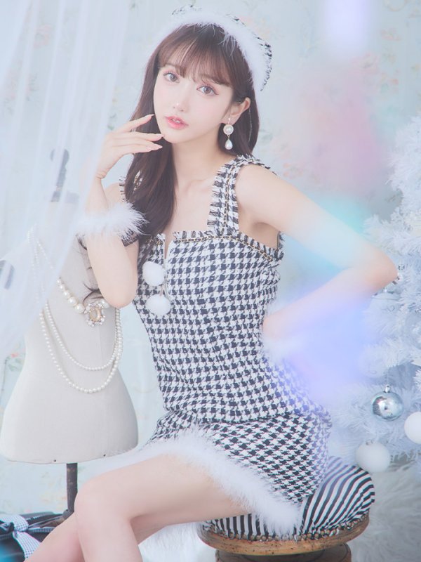 画像34: SALE!【サンタコス 4点セット】【XS-XLサイズ/2カラー】チェーンジップタイトドレスサンタコスプレ[YMT] (34)