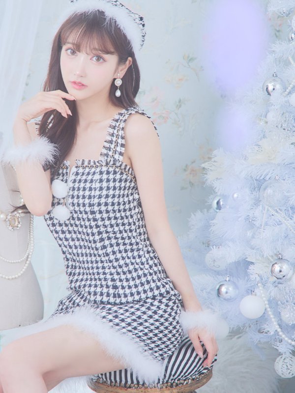 画像34: SALE!【サンタコス 4点セット】【XS-XLサイズ/2カラー】チェーンジップタイトドレスサンタコスプレ[YMT] (34)