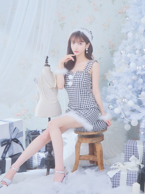 画像37: SALE!【サンタコス 4点セット】【XS-XLサイズ/2カラー】チェーンジップタイトドレスサンタコスプレ[YMT] (37)