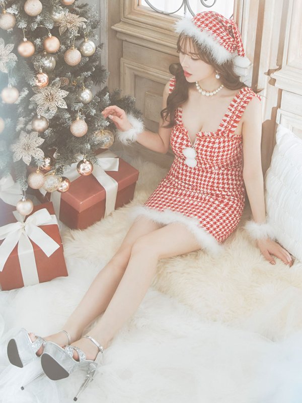 画像12: SALE!【サンタコス 4点セット】【XS-XLサイズ/2カラー】チェーンジップタイトドレスサンタコスプレ[YMT] (12)