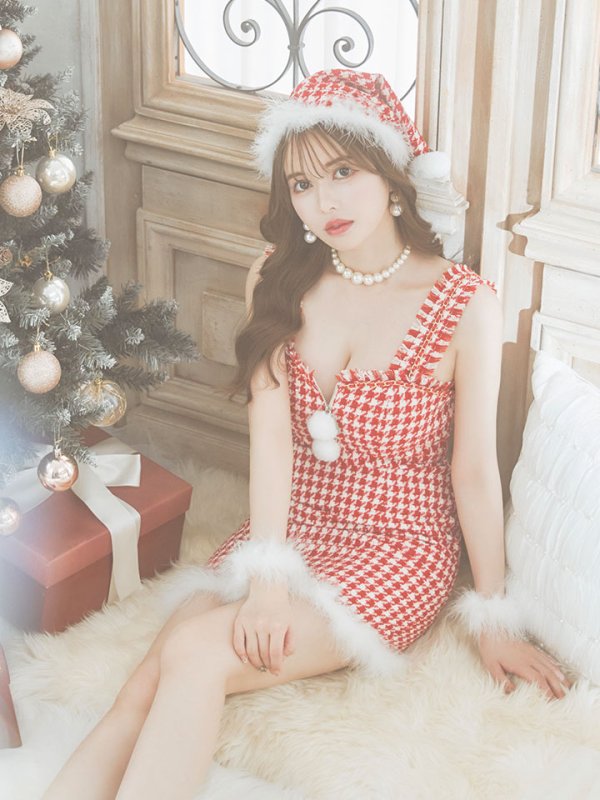 画像13: SALE!【サンタコス 4点セット】【XS-XLサイズ/2カラー】チェーンジップタイトドレスサンタコスプレ[YMT] (13)