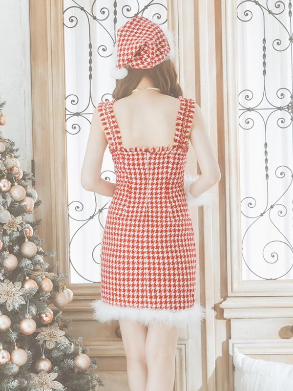 画像15: SALE!【サンタコス 4点セット】【XS-XLサイズ/2カラー】チェーンジップタイトドレスサンタコスプレ[YMT] (15)