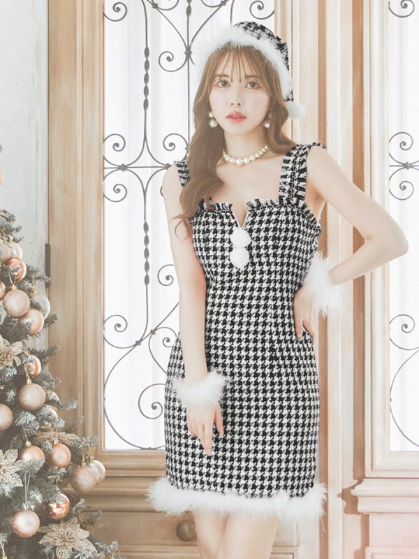 画像24: SALE!【サンタコス 4点セット】【XS-XLサイズ/2カラー】チェーンジップタイトドレスサンタコスプレ[YMT] (24)