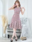 画像3: SALE!ツイードワンピースドレス/ノースリーブ/ジップ/チェック柄/胸元隠し/ミディアムドレス/キャバドレス【S-Lサイズ/1カラー】[HC02] 【SB】dzw (3)