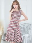 画像4: SALE!ツイードワンピースドレス/ノースリーブ/ジップ/チェック柄/胸元隠し/ミディアムドレス/キャバドレス【S-Lサイズ/1カラー】[HC02] 【SB】dzw (4)