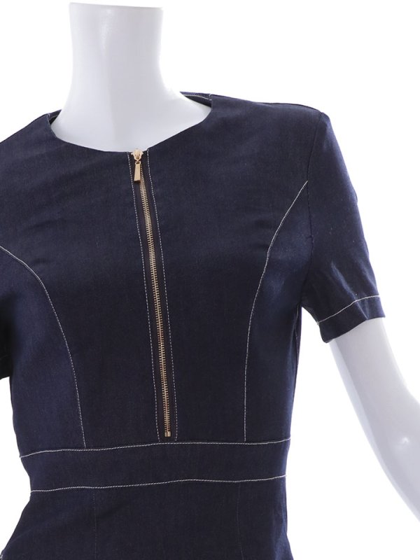 画像16: SALE!デニムフレアワンピース/ワンカラー/ジップアップ/ショートスリーブ/谷間隠し/背中隠し/ワンピース/キャバドレス/ パッド無し【S-Lサイズ/1カラー】[HC02-U]【SB】dzw (16)