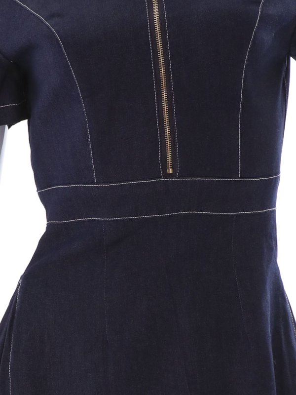 画像18: SALE!デニムフレアワンピース/ワンカラー/ジップアップ/ショートスリーブ/谷間隠し/背中隠し/ワンピース/キャバドレス/ パッド無し【S-Lサイズ/1カラー】[HC02-U]【SB】dzw (18)