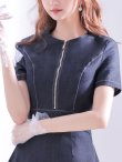 画像11: SALE!デニムフレアワンピース/ワンカラー/ジップアップ/ショートスリーブ/谷間隠し/背中隠し/ワンピース/キャバドレス/ パッド無し【S-Lサイズ/1カラー】[HC02-U]【SB】dzw (11)