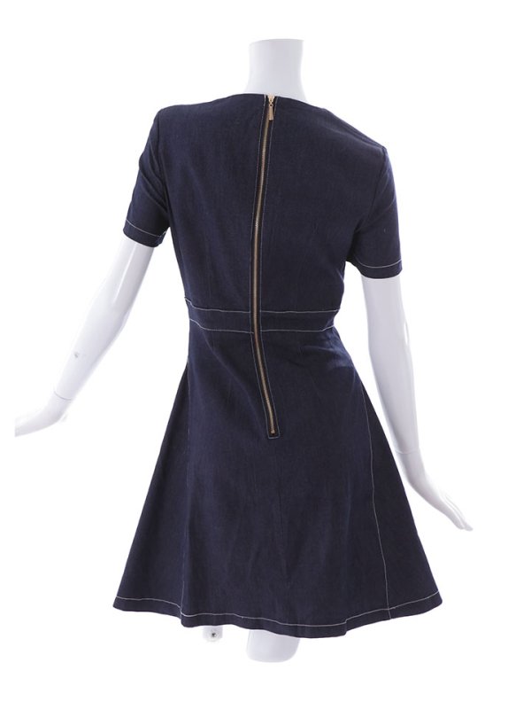 画像15: SALE!デニムフレアワンピース/ワンカラー/ジップアップ/ショートスリーブ/谷間隠し/背中隠し/ワンピース/キャバドレス/ パッド無し【S-Lサイズ/1カラー】[HC02-U]【SB】dzw (15)