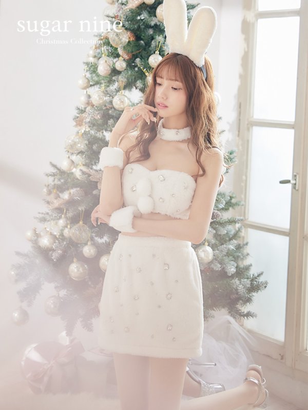 画像3: 即日発送!もこもこバニービジューセットアップサンタ【sugar nine サンタコス 8点セット】【XS-Mサイズ/1カラー】[OF01] (3)