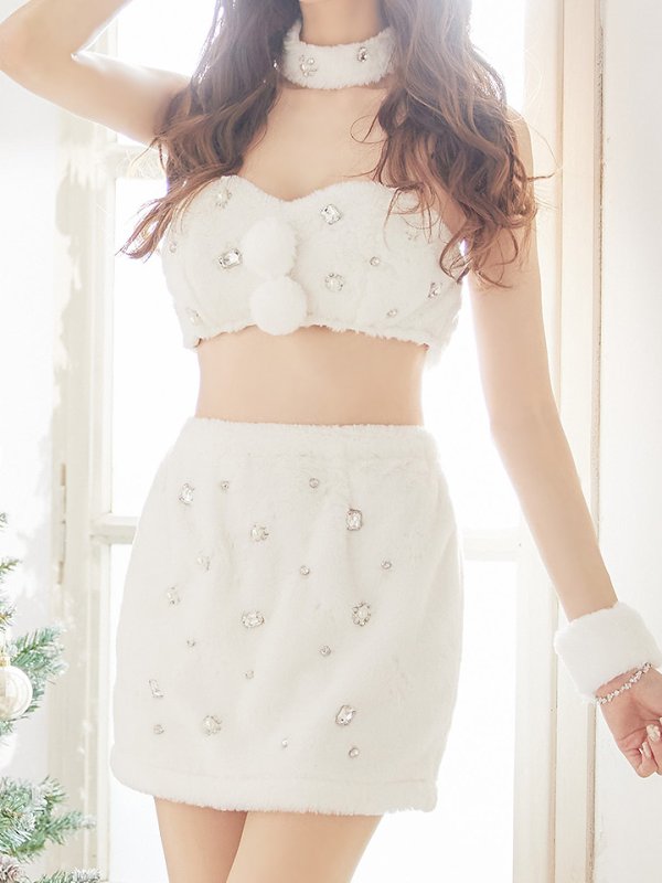 画像4: 即日発送!もこもこバニービジューセットアップサンタ【sugar nine サンタコス 8点セット】【XS-Mサイズ/1カラー】[OF01] (4)