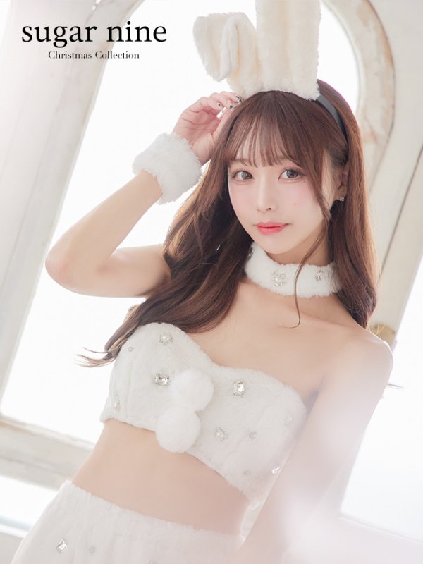 画像2: 即日発送!もこもこバニービジューセットアップサンタ【sugar nine サンタコス 8点セット】【XS-Mサイズ/1カラー】[OF01] (2)