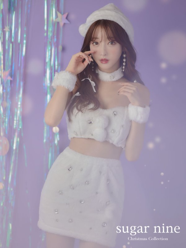 画像2: 即日発送!もこもこバニービジューセットアップサンタ【sugar nine サンタコス 8点セット】【XS-Mサイズ/1カラー】[YMT] (2)