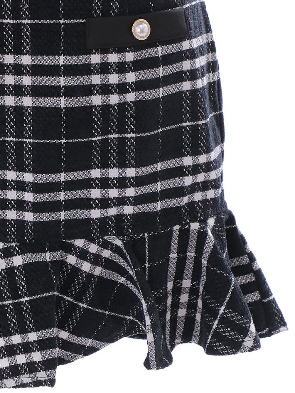 画像17: ツイードチェックドレス/セットアップ/フリル/パールボタン/マーメイドスカート/胸元隠し/背中隠し/ミニドレス/キャバドレス【S-Mサイズ/2カラー】[HC02-X]【SB】dzw (17)