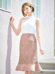 画像1: SALE!【sifeel/シフィール】刺繍レースマーメイドスカートドレス/ハイネック/シフォンレース/ノースリーブ/胸元隠し/ミディアムドレス/キャバドレス 【S-Mサイズ/1カラー】[OF04] 【SB】dzy (1)