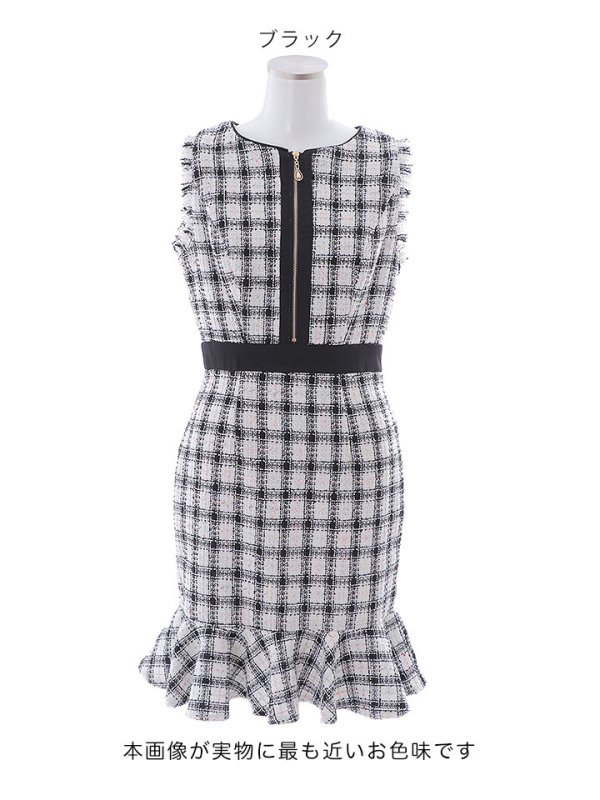 画像14: SALE!ツイードマーメイドドレス/チェック柄/ジップアップ/ミニドレス/キャバドレス【S-Lサイズ/2カラー】[OF01A] 【SB】dzw (14)