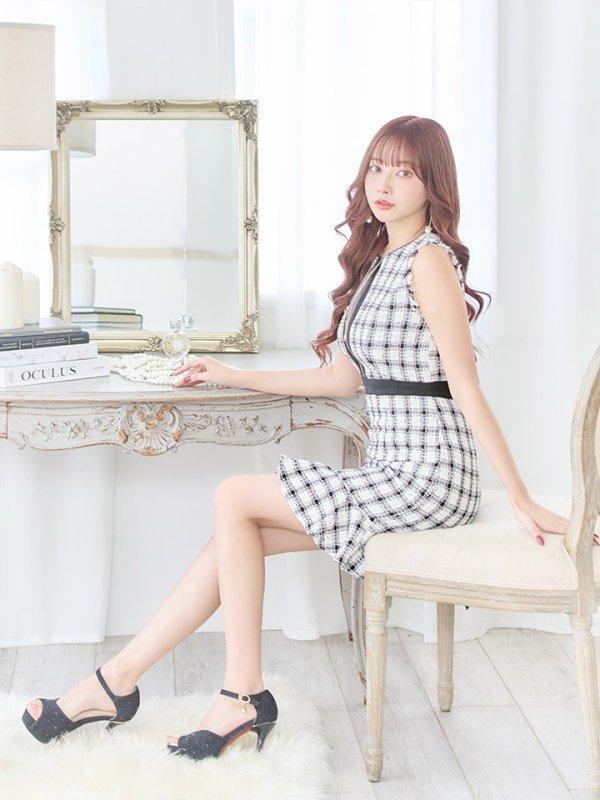 画像11: SALE!ツイードマーメイドドレス/チェック柄/ジップアップ/ミニドレス/キャバドレス【S-Lサイズ/2カラー】[OF01A] 【SB】dzw (11)