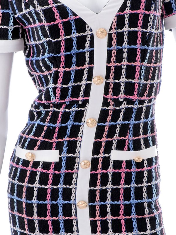 画像21: SALE!チェックワンピースドレス/ツイード/ショートスリーブ/マーメイドスカート/谷間見せ/ミニドレス/キャバドレス/パッド無し【S-Lサイズ/2カラー】[HC02-X] 【SB】dzw (21)