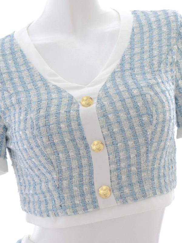 画像21: SALE!チェック柄セットアップツイードドレス/胸元隠し/背中隠し/キャバドレス/ミニドレス【S-Mサイズ/3カラー[OF04-X] 【SB】dzw (21)