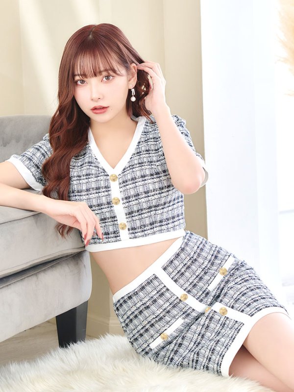 画像10: SALE!チェック柄ツイードセットアップドレス/胸元隠し/背中隠し/キャバドレス/ミニドレス【S-Mサイズ/3カラー】[HC02-X] 【SB】dzw (10)