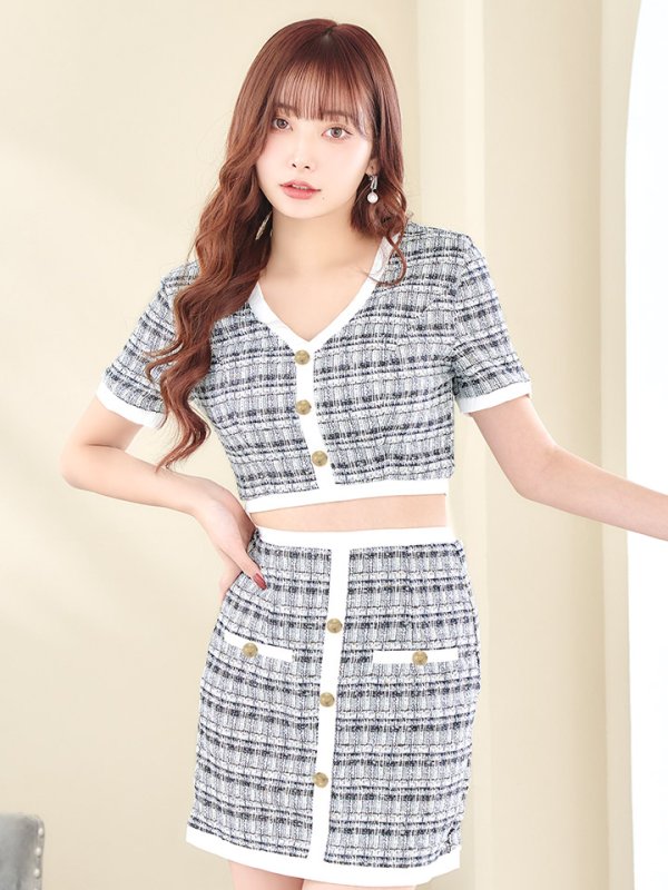 画像5: SALE!チェック柄ツイードセットアップドレス/胸元隠し/背中隠し/キャバドレス/ミニドレス【S-Mサイズ/3カラー】[HC02-X] 【SB】dzw (5)