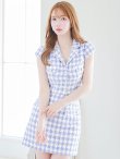 画像3: SALE!ツイードチェックドレス/パール/ボタン/開襟/胸元隠し/背中隠し/ミニドレス/キャバドレス【S-Mサイズ/1カラー】[OF04] 【SB】dzw (3)