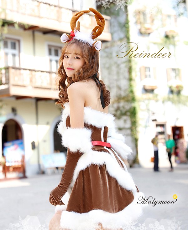 画像8: 【即日発送】【X'mas6点セット】【マリームーン】セクシーサンタ＆トナカイコスプレ【フリーサイズ/2カラー】[YMT] (8)