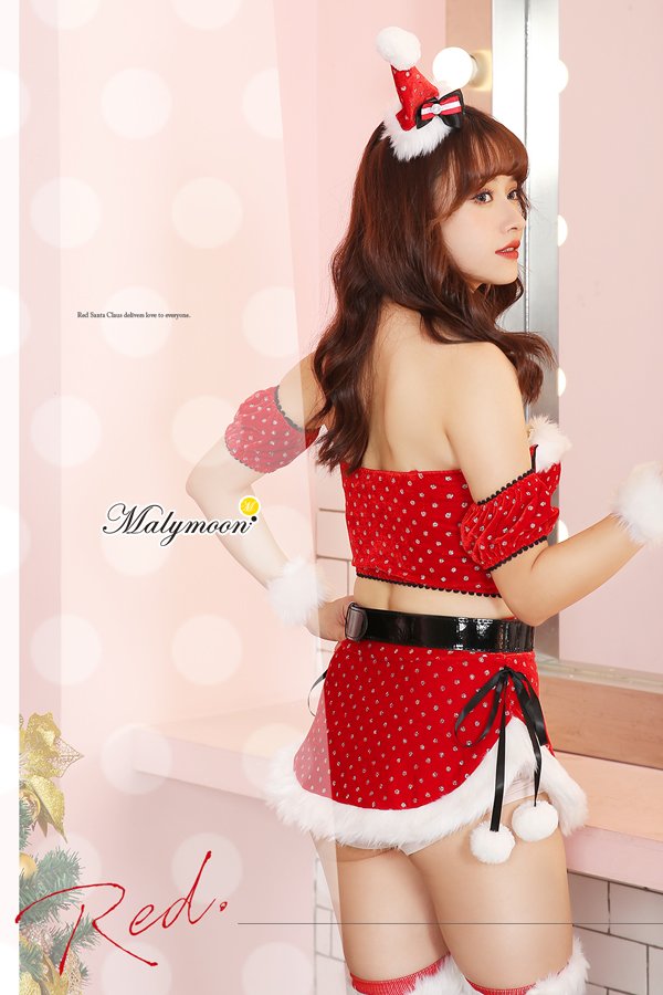 画像8: 【即日発送】【クリスマスコスプレ9点セット】【Malymoon/マリームーン】ラメドットサンタクロースコスチューム【フリーサイズ/2カラー】[YMT] (8)