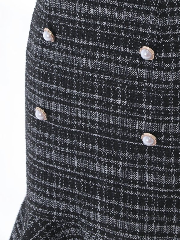 画像22: SALE!マーメイドツイードドレス/2ピース/セットアップ/チェック柄/パールボタン/谷間見せ/背中見せ/ミニドレス/キャバドレス【XS-Mサイズ/2カラー】[HC02-X] 【SB】dzw (22)