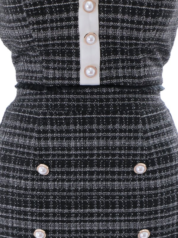 画像23: SALE!マーメイドツイードドレス/2ピース/セットアップ/チェック柄/パールボタン/谷間見せ/背中見せ/ミニドレス/キャバドレス【XS-Mサイズ/2カラー】[HC02-X] 【SB】dzw (23)