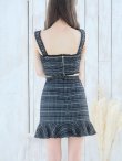 画像7: SALE!マーメイドツイードドレス/2ピース/セットアップ/チェック柄/パールボタン/谷間見せ/背中見せ/ミニドレス/キャバドレス【XS-Mサイズ/2カラー】[HC02-X] 【SB】dzw (7)