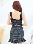 画像8: SALE!マーメイドツイードドレス/2ピース/セットアップ/チェック柄/パールボタン/谷間見せ/背中見せ/ミニドレス/キャバドレス【XS-Mサイズ/2カラー】[HC02-X] 【SB】dzw (8)