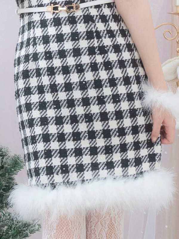 画像13: 【サンタコス 5点セット】【XS-XLサイズ/2カラー】ギンガムチェック タイトワンピースサンタコスプレ[YMT] (13)