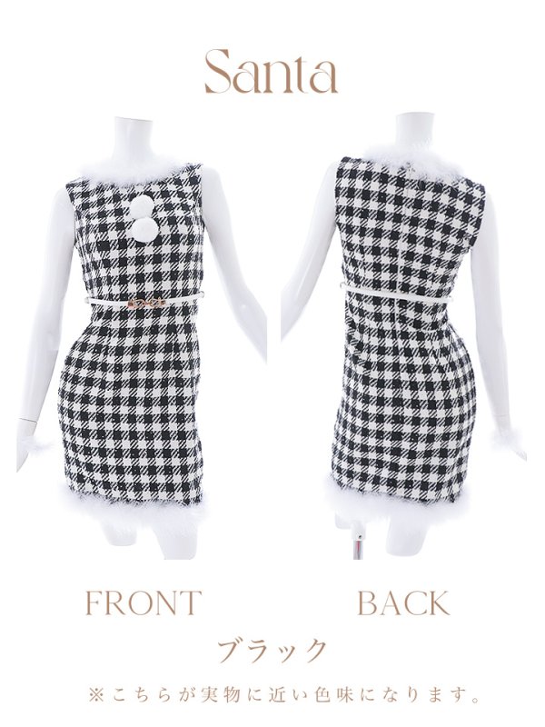 画像25: 【サンタコス 5点セット】【XS-XLサイズ/2カラー】ギンガムチェック タイトワンピースサンタコスプレ[YMT] (25)