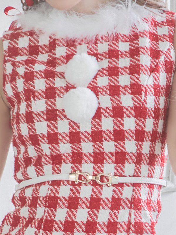 画像17: 【サンタコス 5点セット】【XS-XLサイズ/2カラー】ギンガムチェック タイトワンピースサンタコスプレ[YMT] (17)