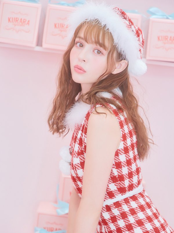 画像16: 【サンタSALE!!】【サンタコス 5点セット】ギンガムチェック タイトワンピースサンタコスプレ【XS-XLサイズ/2カラー】[OF01] (16)