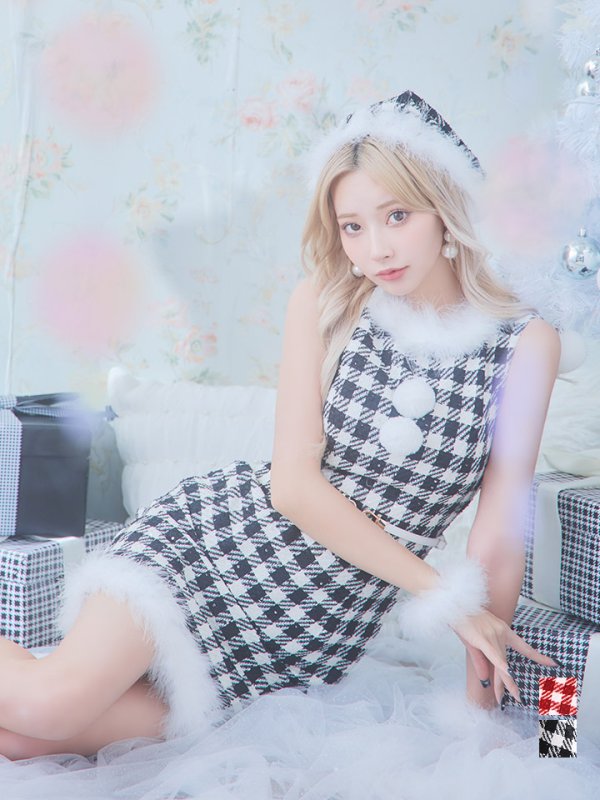 画像23: 【サンタコス 5点セット】【XS-XLサイズ/2カラー】ギンガムチェック タイトワンピースサンタコスプレ[YMT] (23)