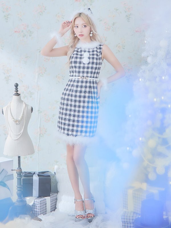 画像25: 【サンタコス 5点セット】【XS-XLサイズ/2カラー】ギンガムチェック タイトワンピースサンタコスプレ[YMT] (25)