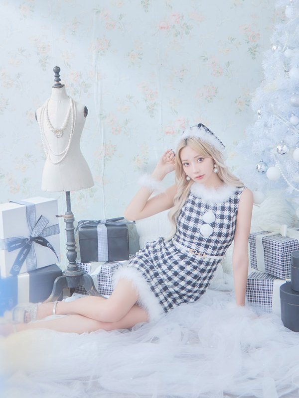 画像26: 【サンタコス 5点セット】【XS-XLサイズ/2カラー】ギンガムチェック タイトワンピースサンタコスプレ[YMT] (26)