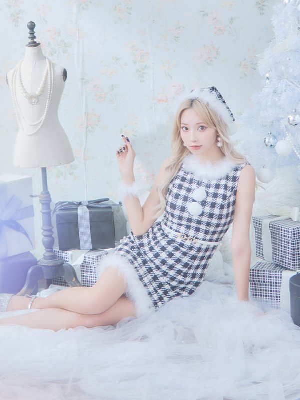 画像9: 【サンタSALE!!】【サンタコス 5点セット】【XS-XLサイズ/2カラー】ギンガムチェック タイトワンピースサンタコスプレ[OF01] (9)