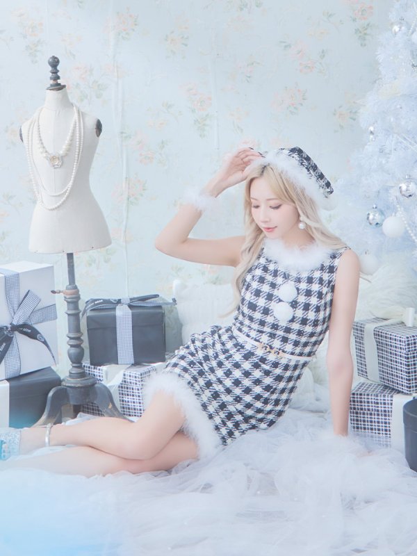画像12: 【サンタSALE!!】【サンタコス 5点セット】【XS-XLサイズ/2カラー】ギンガムチェック タイトワンピースサンタコスプレ[OF01] (12)